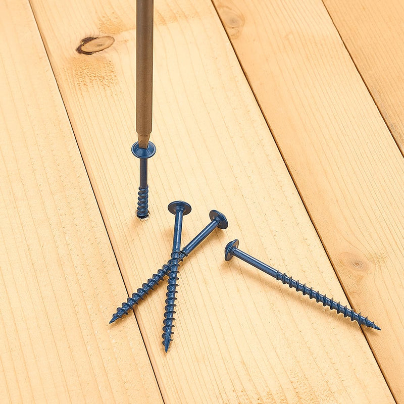 600 PCS #8 x 2-1/2” Pocket Hole Screws Exterior Pocket Screw | Coarse Thread,Square Drive,Washer Head,Rust Resistant,150MM Drive Bit Included #8x2-1/2" Blue 600