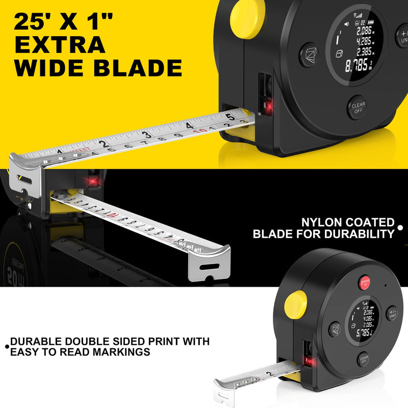 Usteetic Laser Tape Measure 164Ft Measurement & 16Ft Manual Measuring, Digital Tape Measure Digital Laser with M/in/Ft/Ft+in Units, LCD Display, Self-Locking Tape, Lanyard Design