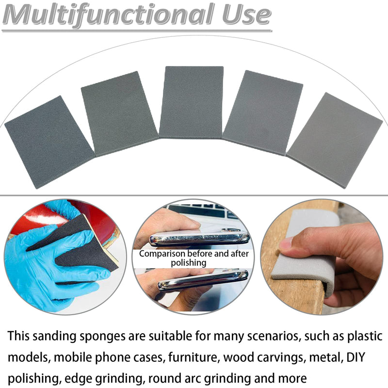 [Australia - AusPower] - 10 PCS 2000 Grit 4.5 x 5.5 Inch Sanding Sponge Set, Wet or Dry Hand Sanding Sponges Sheet, Flexible Soft Foam Sand Block for Drywall, Corner Contour, Metal Wood 
