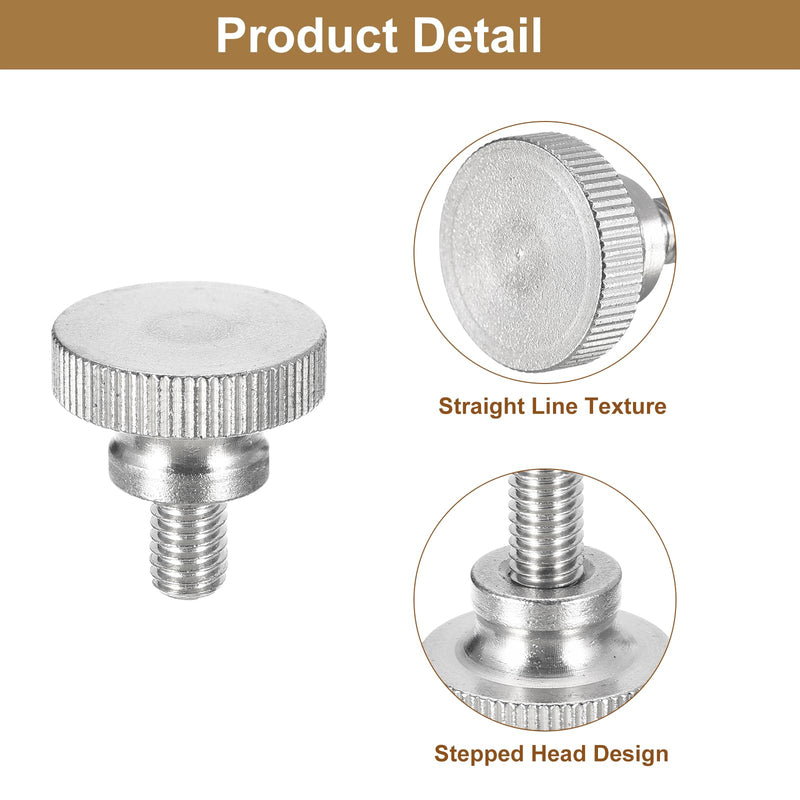 [Australia - AusPower] - uxcell M6x10mm Knurled Thumb Screws, 5pcs 304 Stainless Steel Flat Knurled Head Thumb Screws Bolts with Shoulder Grip Knobs Fasteners 