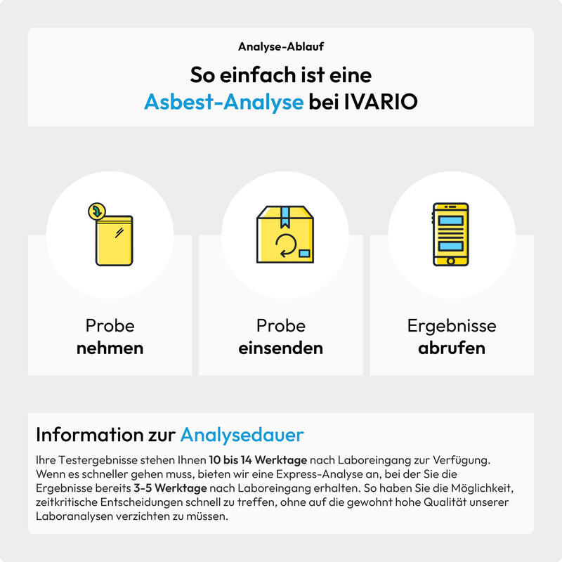 IVARIO Asbestos Test House Dust/Indoor Air | If asbestos fibres are suspected, have it analyzed in the German specialist laboratory