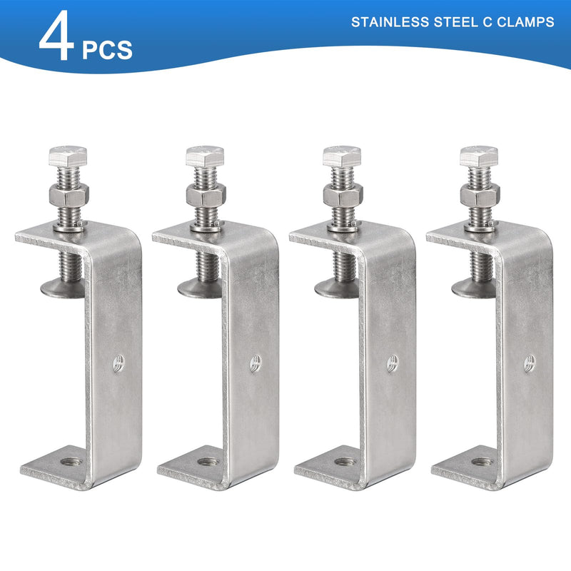 [Australia - AusPower] - 4 Pack 304 Stainless Steel C Clamps with 75mm/2.95" Stable Wide Jaw Opening Tiger Clamp for Woodworking Welding Construction Household Mount 75mm/2.95" 