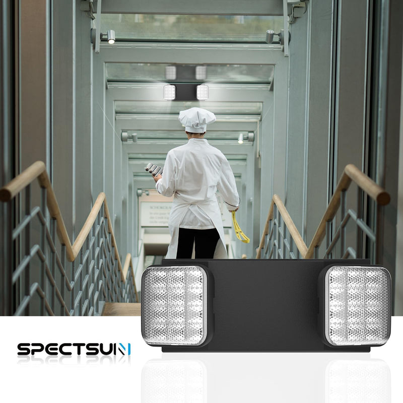 1 Pack Black Led Exit Sign with Emergency Lights &Battery Backup -Adjustable Hardwired 2 LED Head-UL Certified-120-277VAC/Commercial Emergency Lights Fixtures for Home/Business. 1 Pack