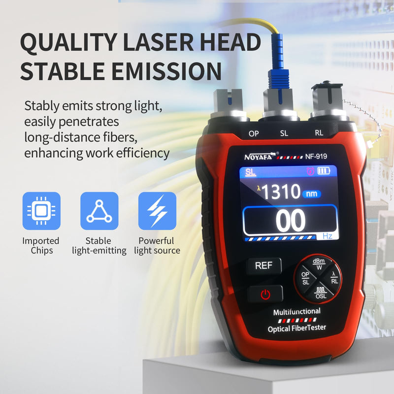 [Australia - AusPower] - NOYAFA NF-919 Optical Power Meter, 3 in 1 Fiber Optic Cable Tester with Light Source Function &10KM Visual Fault Locator (OPM/VFL/SL), Rechargeable FC/SC/ST Fiber Optic Tools 