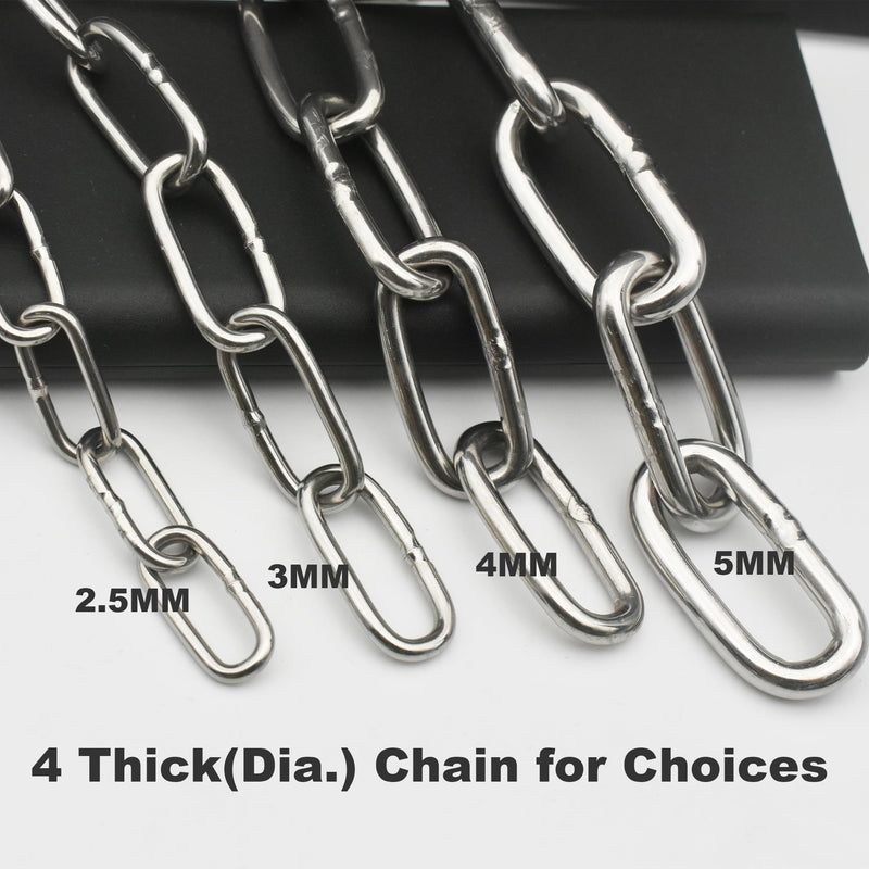 [Australia - AusPower] - 304 Stainless Steel Chain 3/32 in x 5 ft Closed Links Short Chain Weight with 2 Quick Carabiner Hooks Locking Pulling Towing for Outdoor Fence Pet Dog, 1 pcs (2.5mm x150cm) 