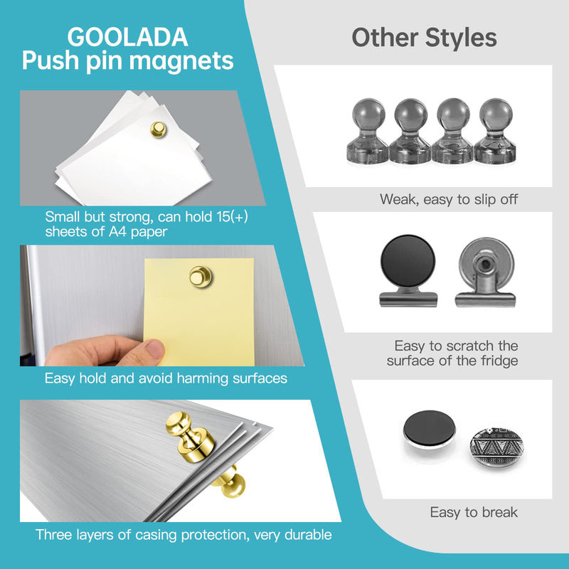 [Australia - AusPower] - Pack of 8 Gold Magnets Cute Magnets for Fridge Refrigerator Magnets Adult Push Pin Magnets for Whiteboard Small Magnets for Hobbies Crafts Science Office Pack of 8 