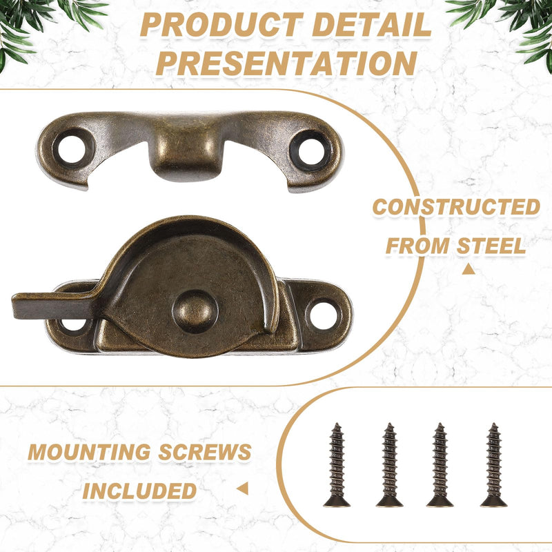 Hicarer Zinc Window Sash Lock Casement Window Lock 1-15/16 and 1-7/8 in. Hole Centers, Window Locks Security Replacement for Single/Double Hung Wood Windows(Antique Brass,6) Antique Brass 6