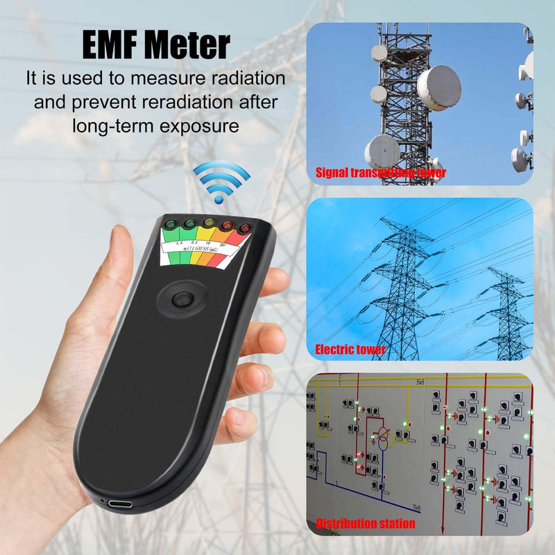[Australia - AusPower] - EMF Meter, Handheld LED EMF Magnetic Field Ghost Hunting, Paranormal Equipment Tester 50Hz-20,000Hz Black for Home, Office & Outdoor Inspections 