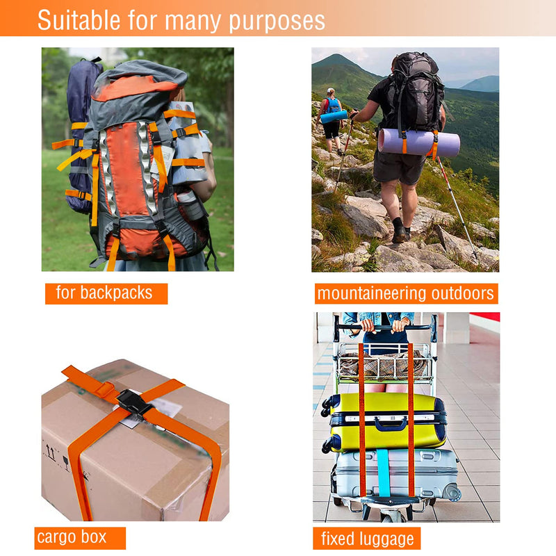 [Australia - AusPower] - Premium Utility Straps with Quick Release Buckle Adjustable Short Nylon Tie Down Straps for Backpack Tactical Lashings Camping Gear Sleeping Bag Mattress Conveyor Belt Luggage 6 feet Orange 