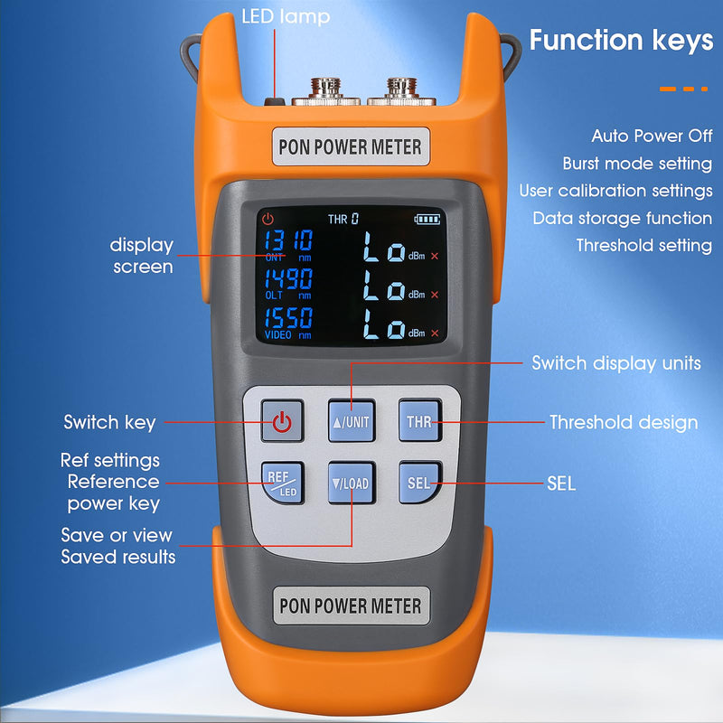 [Australia - AusPower] - PON Optical Power Orange A-330U SCUPC Interface Optical Fiber Power Meter Network Online Detection Tester with SCUPC/FCUPC Adapter 1310 1490 1550nm (SCUPC FCUPC Interface) SCUPC FCUPC interface 
