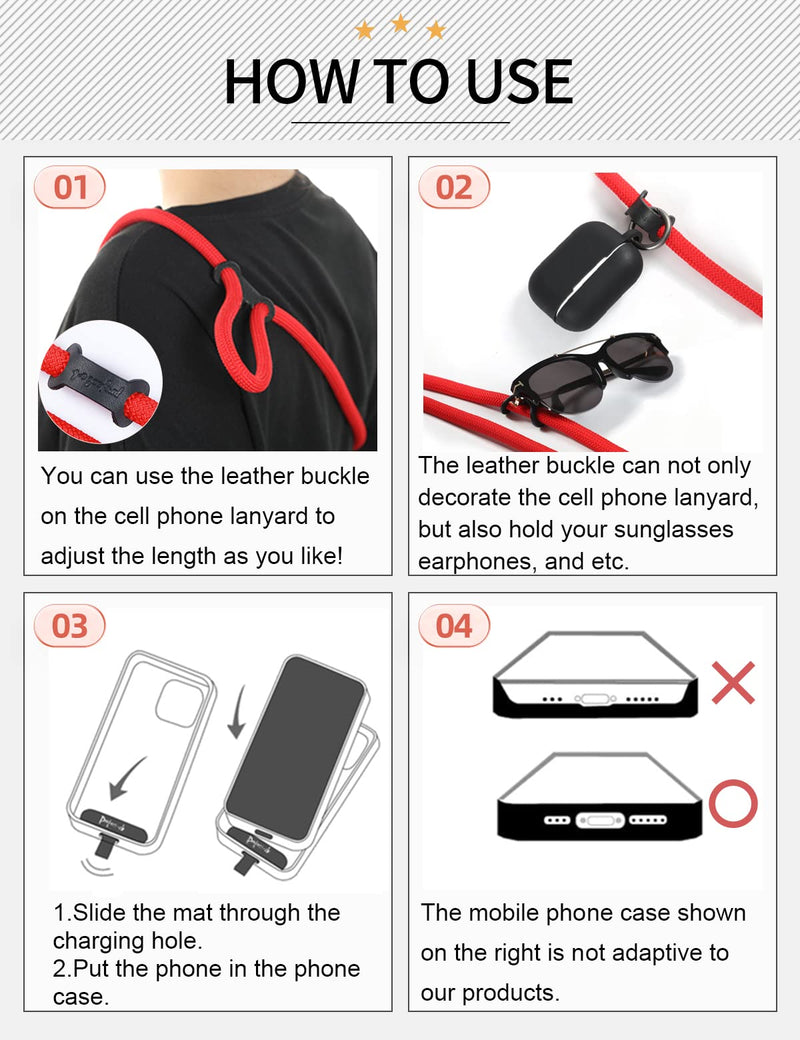 [Australia - AusPower] - project-cb Cell Phone Lanyard ×1,Phone Lanyard Patch ×2,Phone Strap,Universal Lanyard for Phone,Crossbody Phone Strap,Neck Phone Lanyard (White-Black) White-black 