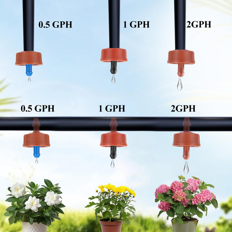 [Australia - AusPower] - 60Pcs 0.5 GPH Pressure Compensating Irrigation Spot Drippers,Constant Flow Barb Outlet Watering Dripper Emitters Heads Parts for 1/4 Inch Watering Tubing Line for Garden Pots Plant Irrigation Systems 0.5 (1/ 2) GPH 