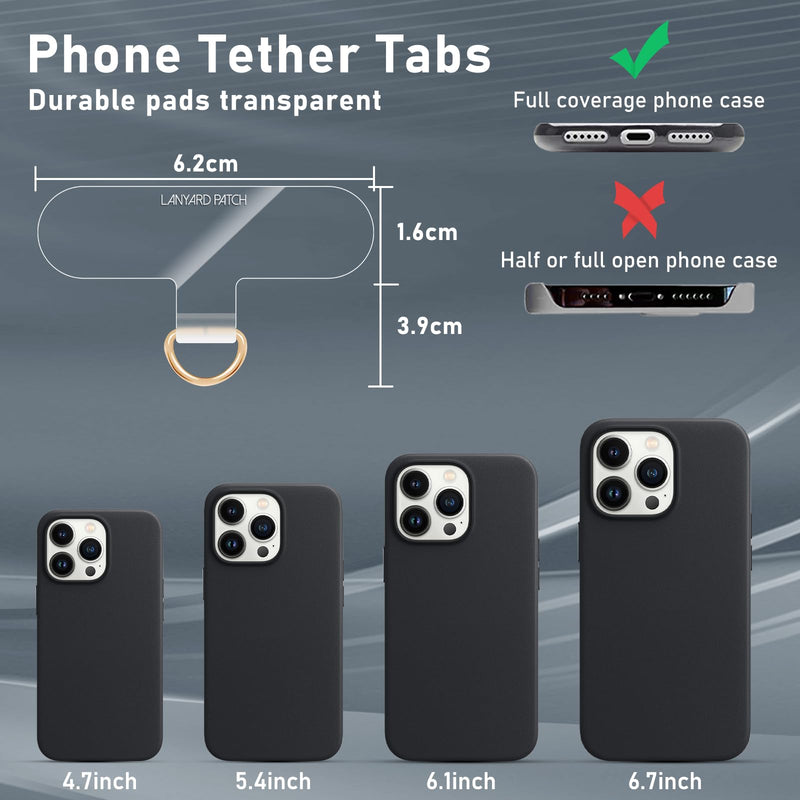[Australia - AusPower] - Cell Phone Lanyard Pads, Thinner Durable TPU Phone Patch Clear Universal Phone Tether Tab Without Adhesive (2*clear) 2*clear 