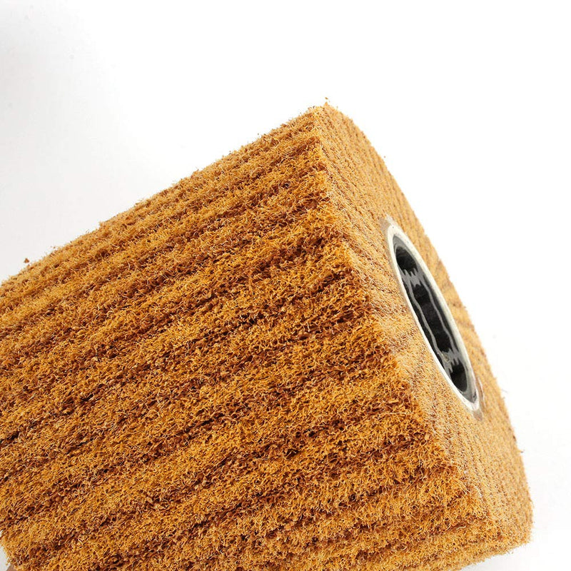 [Australia - AusPower] - 120x100x19mm Non-Woven Abrasive Wire Drawing Polishing Burnishing Wheel Flap Brush for Surface Treatment Stainless Steel, Aluminum, Copper, and More - 120 Grit 120# 