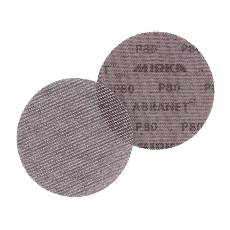 [Australia - AusPower] - Mirka Abranet® Mesh Sanding Discs (Diameter 150 mm), Professional Sanding Discs with P80 Grit and Velcro, for Hand Grinding, All Orbital Sanders and Grinders, Pack of 10 Korn P80 