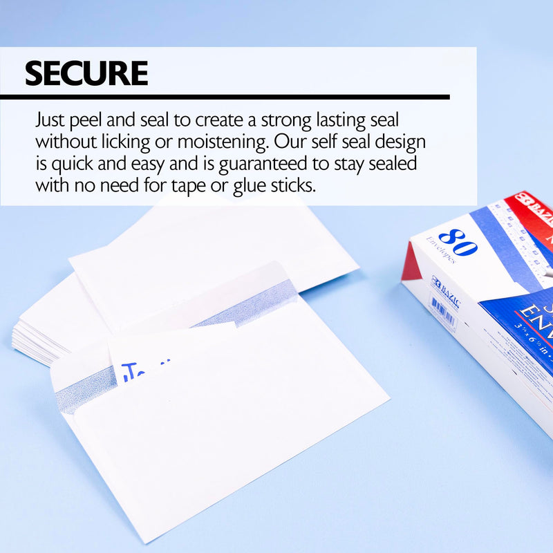 BAZIC Security Self Seal Envelope 3 5/8" x 6 1/2" #6, No Window Tint Pattern Mailing Envelopes, Peel & Seal (80/Pack), 1-Pack