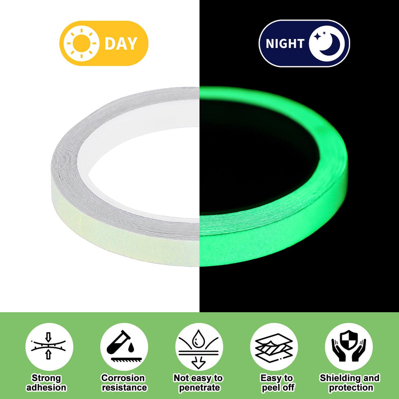 TIESOME Neon Reflective Tape 0.4In x 26 Feet, Safety Warning Glow in The Dark Tape High Viscosity Waterproof Durable Lasting Outdoor DOT Auto Stickers for Bikes Trailers Trucks(Fluorescent)