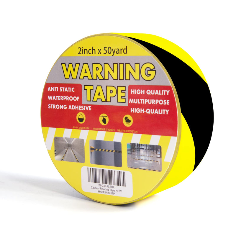 TAPEBEAR Hazard Caution Tape, 2inch x 150 Feet(50yds) Self Adhesive Warning Tape for Steps, High Visibility Yellow Black Tape for Halloween Outdoor Construction Warning, Danger Zone black and yellow/1roll