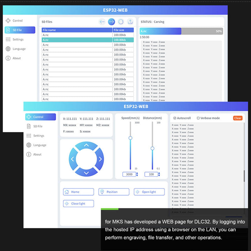 3D Printer Control Board DLC32 V2.1 32 Bit Control Board with WiFi 2.4 Inch TS24 R V2.1 Laser Engraving Machine Main Board