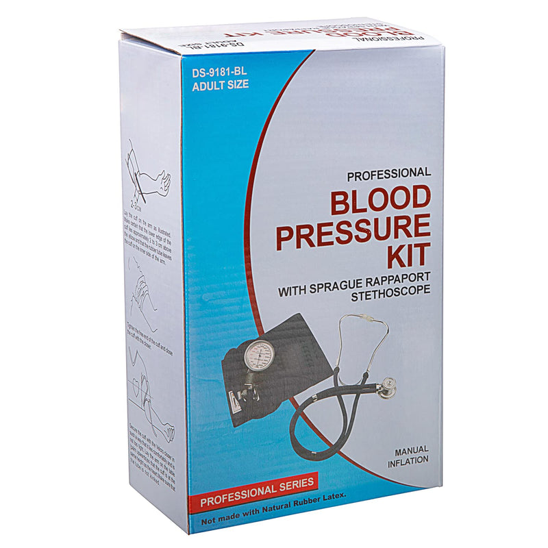 [Australia - AusPower] - NOVAMEDIC Professional Aneroid Sphygmomanometer Blood Pressure Machine and Stethoscope Set, Universal Adult Size Cuff Arm 8.7-16.5", Manual Emergency BP Monitor Kit with Carrying Case, Blue 