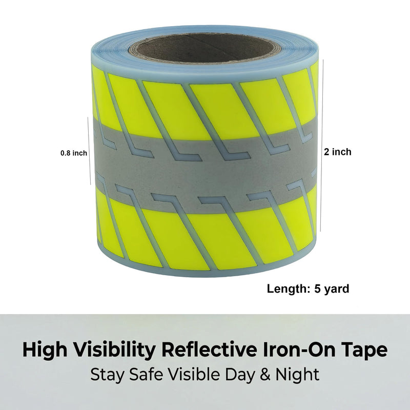 High Visibility Reflective Heat Transfer Vinyl Iron-On Tape for Clothing CS-03# 2 in x 5 yd (Fluorescent Yellow) Fluorescent Yellow