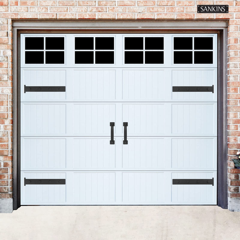 [Australia - AusPower] - Magnetic Decorative Garage Door Hinges Hardware Kit Attractive Curb Appeal Faux Hinges Handles Decor Hardware 1 Carriage Door Accents 4 Hinges + 2 Handles Black Pack of 1 
