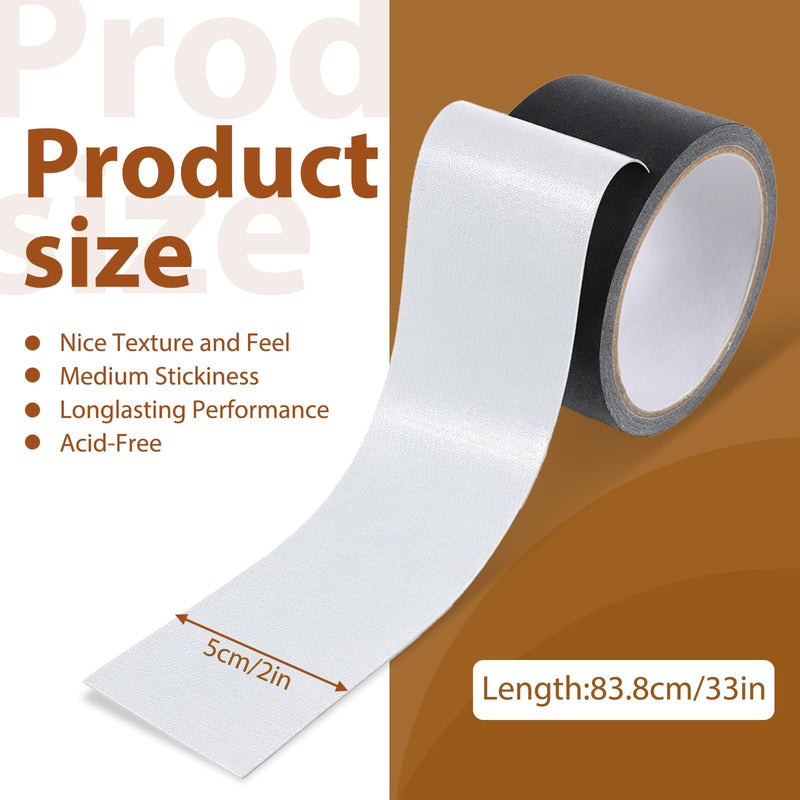 Book Repair Tape, Black Cloth Bookbinding Repair Tape Archival Document Repairs Tapes 2 Inch by 33 Feet Self Adhesive Matte Book Binding Tapes for Repairs Paper, Ephemera, Photos, Print and Artwork
