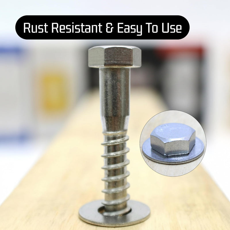 Bolt Dropper 3/8" x 3" Stainless Hex Head Lag Bolt Screws, (25 Pack), 304 (18-8) Stainless Steel Coach Bolts/Large Screws for Wood with Plain Finish by Bolt Dropper 3/8" x 3"