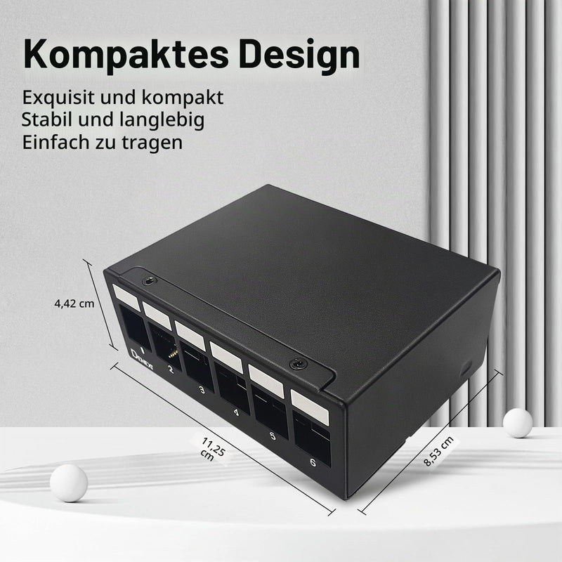 6 Port Patch Panel Patch Panel for 14.9 mm x 17 mm Keystone Module Compatible with Ethernet LAN RJ45 Coaxial Connector BNC F Connector Antenna Connector RJ-11 RCA Jack USB Toslink HDMI Black 6 Port
