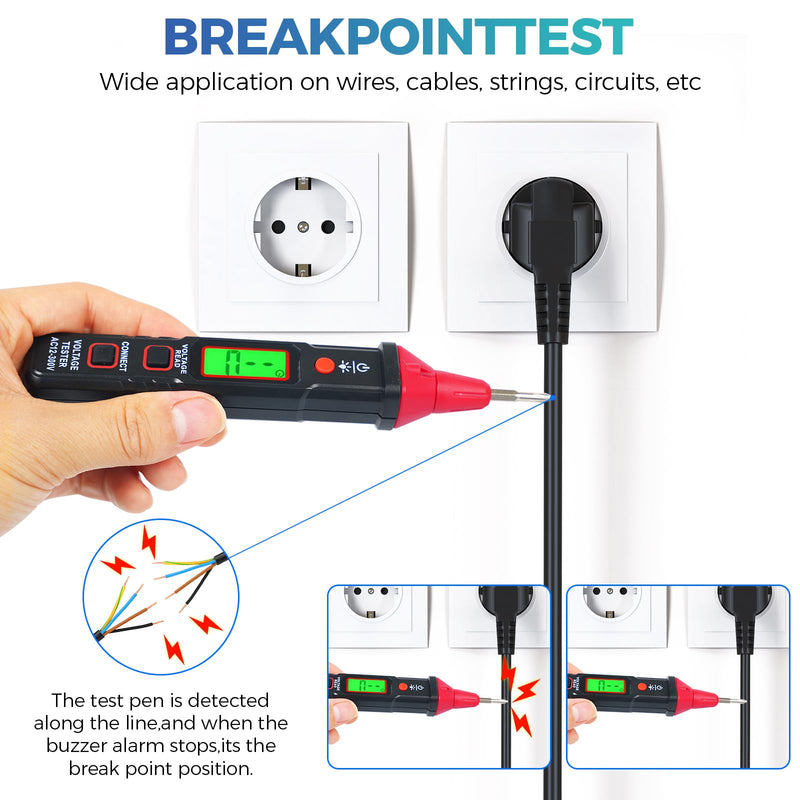 [Australia - AusPower] - WGGE Digital AC Voltage Tester Screwdriver – LCD Display, High/Low Voltage Alert, Breakpoint & Live/Null Wire Test, Flashlight, Auto Shut-Off, Electrical Testing Tool for Home & Professional Use 