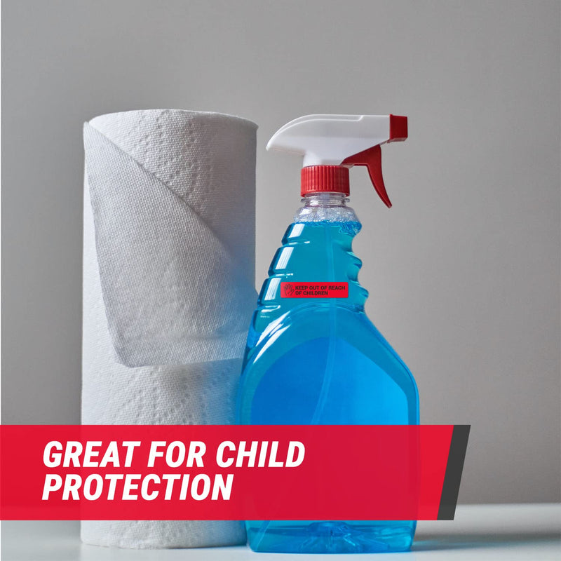 Keep Out Reach Keep of Children Labels (1.7 x 0.4 inch, Red - 300 Labels) for Medication Safety, Choking Hazard Warning, Caution Small Parts or Pharmacies