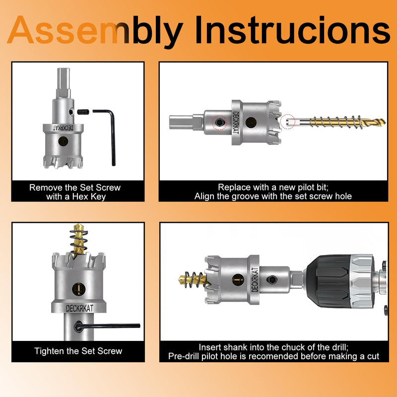 [Australia - AusPower] - 2-Pack 1" TCT Hole Saws for Hard Metal, Heavy Duty 25mm Tungsten Carbide Tipped Hole Cutters Set with Spring-Loaded Pilot Drill Bits for Stainless Steel, Metal, Iron, and Plastic 1”（25mm） 