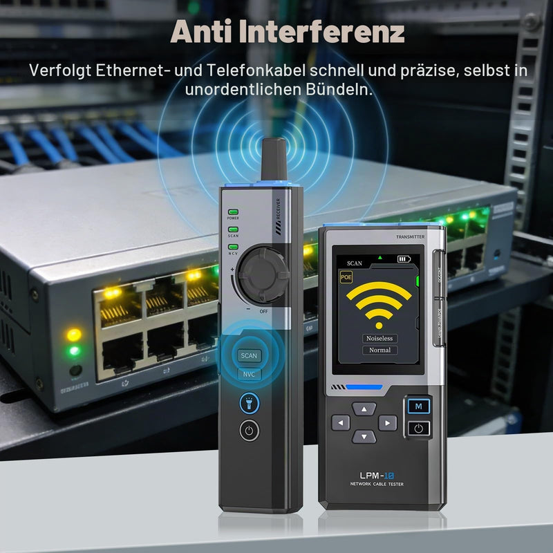 Network Tester, Network Tester, Cable Network Cable Tester, Interference-free PoE Cable Test, Crimp Test, Cable Speed, Port Flashing Detection, NCV Contactless Detection (LPM-10A)