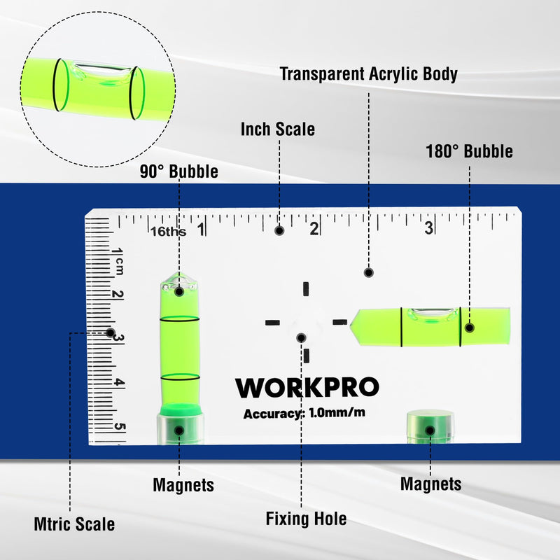 [Australia - AusPower] - WORKPRO Torpedo Level and 3-3/4 Inch Mini Level Tool 