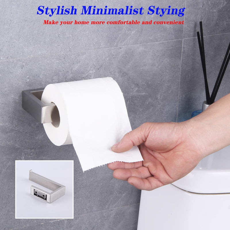 GERZWY Contemporary Stainless Steel Wall Mounted 2-Piece Bathroom Hardware Set - Towel Rings Toilet Paper Holder, Brushed Finish HG1708-2LS