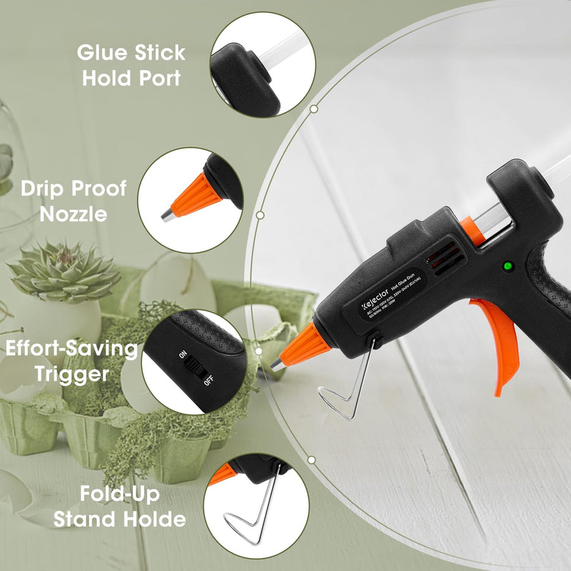 [Australia - AusPower] - Kejector Fireproof Glue Gun with 30 Glue Sticks, Hot Glue Gun Fast Preheating, Hot Glue Gun Kit for School Crafts DIY Arts Quick Home Repairs, 20W Black 