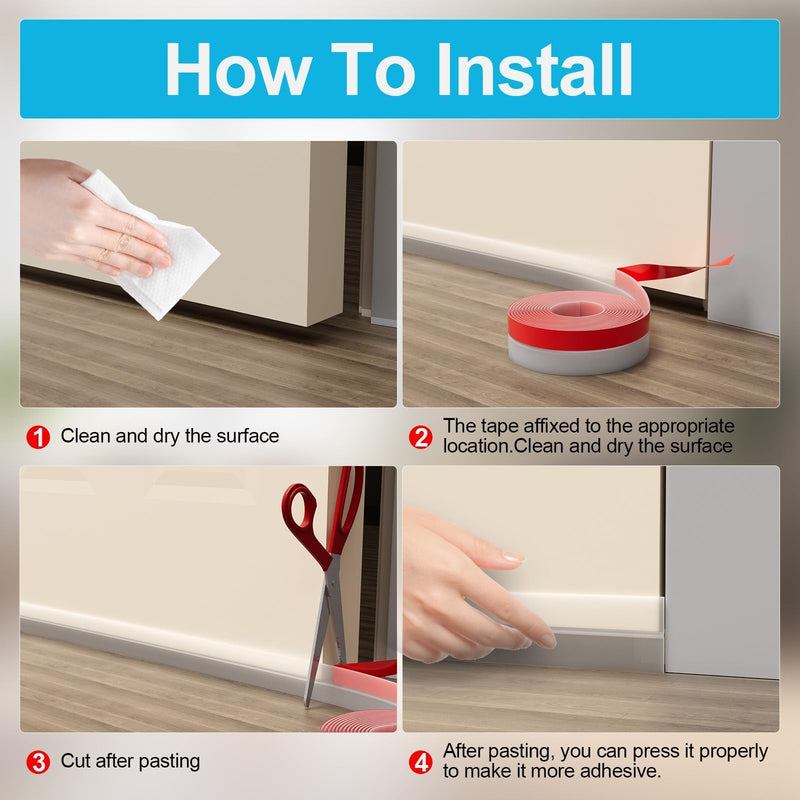 10FT Weather Stripping Door Seal - 2" Silicone Door Draft Seal Tape for Gaps Under Door Weatherstripping Sweep Stopper for Bottom of Shower Door/Sliding Glass Door 10FT (2" W x 0.04 "T) Clear