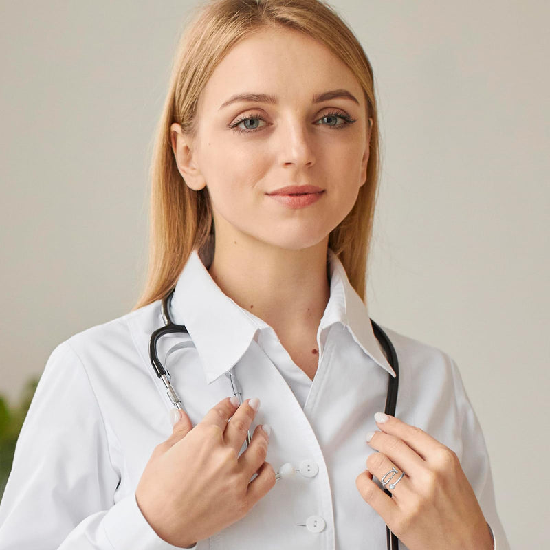 [Australia - AusPower] - Stethoscope Rings for Women Sterling Silver Adjustable Heartbeat Jewelry for Doctor Nurse Medical Student RN Nurse Gifts Opal 