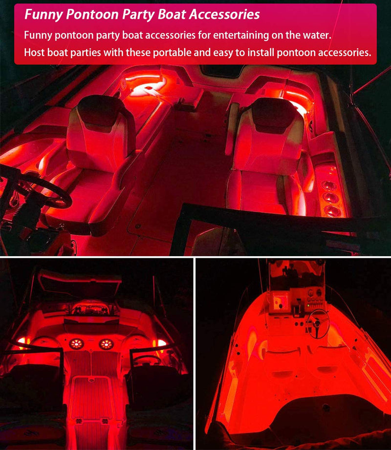 Seaponer Pontoon Boat Light, Marine Led Light Strip for Duck Jon Bass Boat Sailboat Kayak Flex Lighting for Boat Deck Light Accent Light Courtesy Interior Lights Fishing Night, Red, 12v 5m (16.4ft)