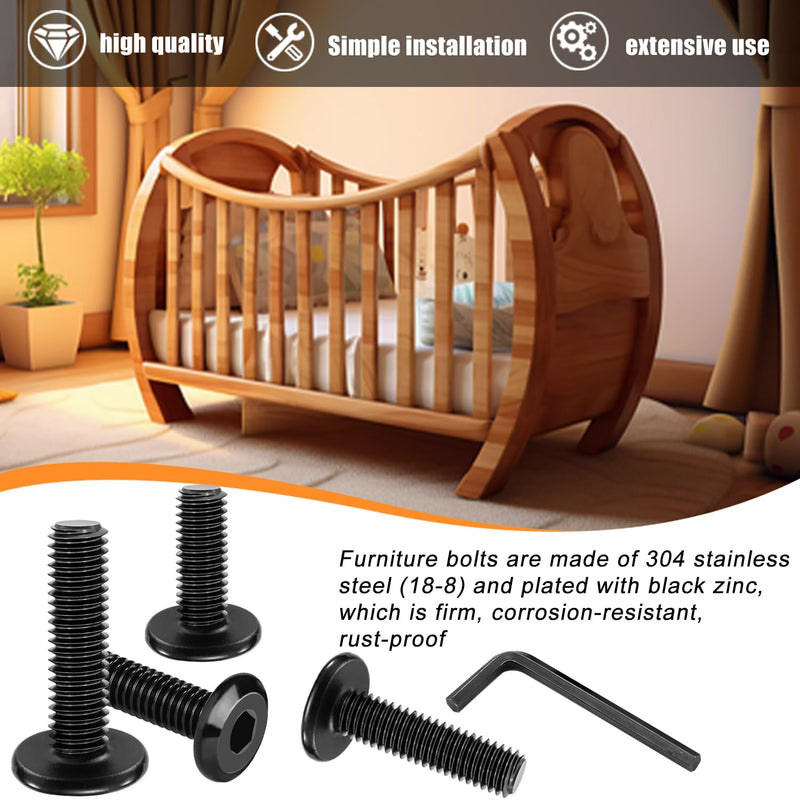 [Australia - AusPower] - Taiss 30pcs 1/4-20 x 3/4" Flat Head Socket Head Screw Furniture Bolts Stainless Steel 18-8(304),Black Zinc Plated Fully Threaded, Countersunk Connector Screws with Hex Spanner SAE-Black 1/4-20 x 3/4" 