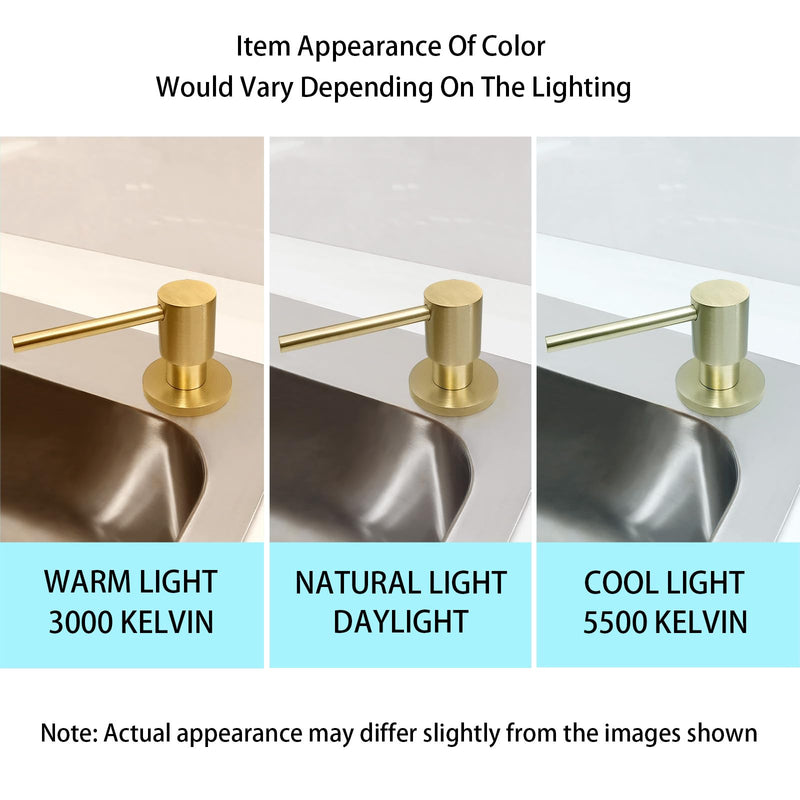 EADOT Brushed Gold All Brass Sink Soap Dispenser for Kitchen Sink Deck Mounted with 17 OZ Above The Sink Refillable PET Bottle Brass Pump Head in Counter Dish Soap Dispenser