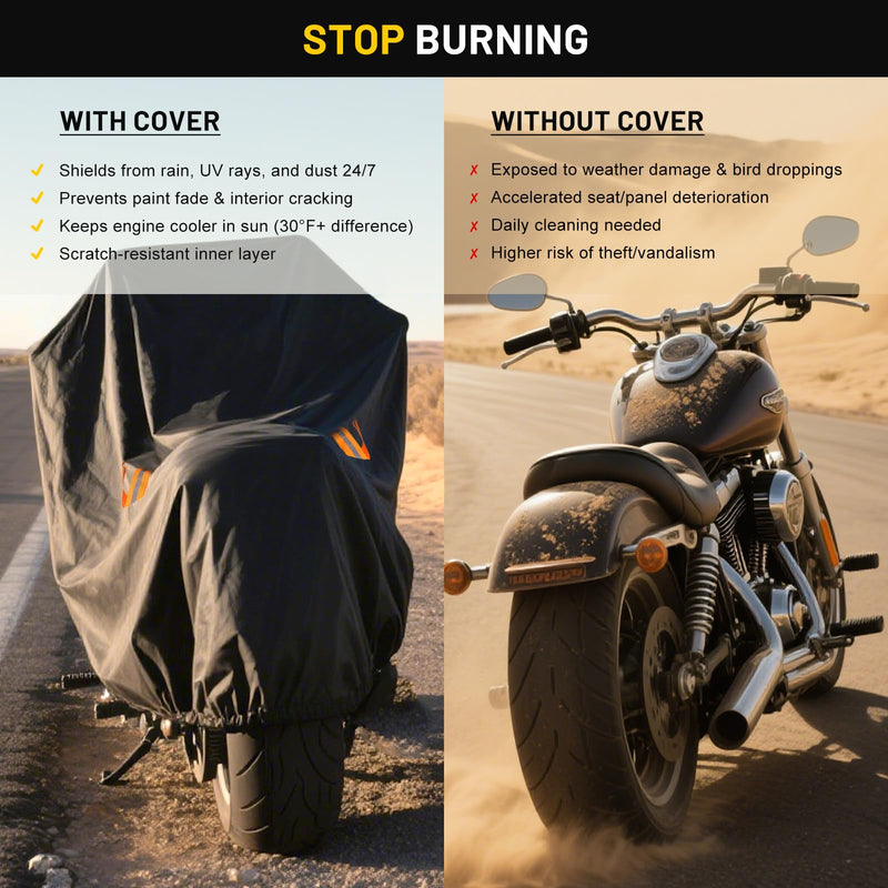 XYZCTEM Motorcycle Cover Waterproof Outdoor All Season Protection Motorcycle Storage Night Reflective Handles with Lock-Holes Storage Bag Fits up to 97" Motorcycle Vehicle Covers, Black 97"