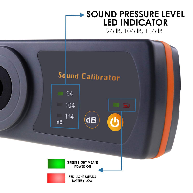 [Australia - AusPower] - Sound Level Calibrator Precise Decibel Meter Calibrator 94dB & 104dB & 114dB Calibrator with Three Calibration Level for Professional Sound Level Meters 