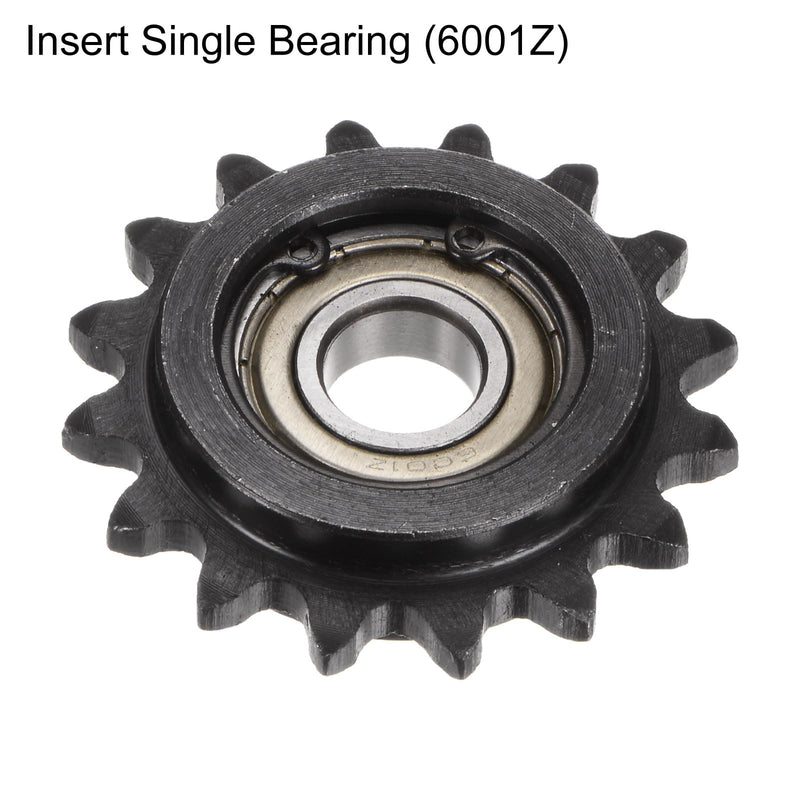 [Australia - AusPower] - uxcell 2pcs ANSI #35 / DIN(ISO)06C Roller Chain Idler Sprocket 12mm Bore, 3/8" Pitch, Hardened 16 Tooth Tensioner Sprocket, Insert Single Bearing (B Type) 