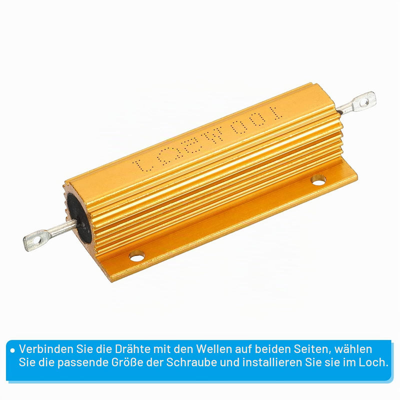 PATIKIL 2pcs 100W 5ohm Aluminum Case Resistor Housing Wire Resistors Screw Tap Power Resistor Gold Tone 5 ohms