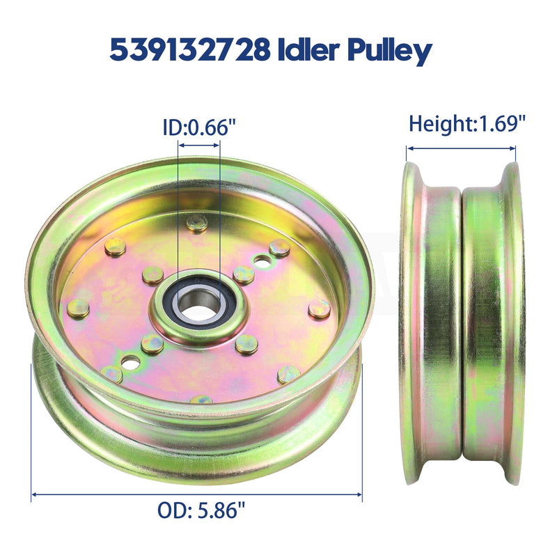 [Australia - AusPower] - 532196104 Husqvarna Idler Pulley with 539132728 idler pulley Replaces Husqvarna 539132728, 589766102, 589766101, 539112196, 532197380, Craftsman 196104, 197380 for RZ4623, RZ5424, Z246 Mowers 