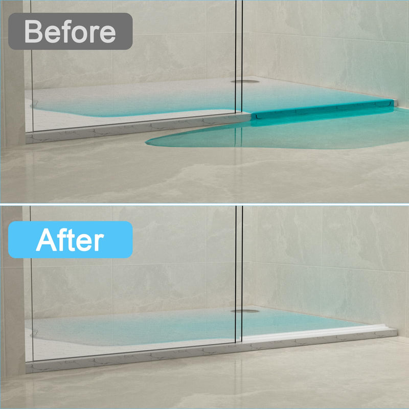 Duzzy 98 Inch Shower Threshold Water Dam Guard, Silicone Rubber Shower Door Bootom Seal Strip for Walk in Shower Clear
