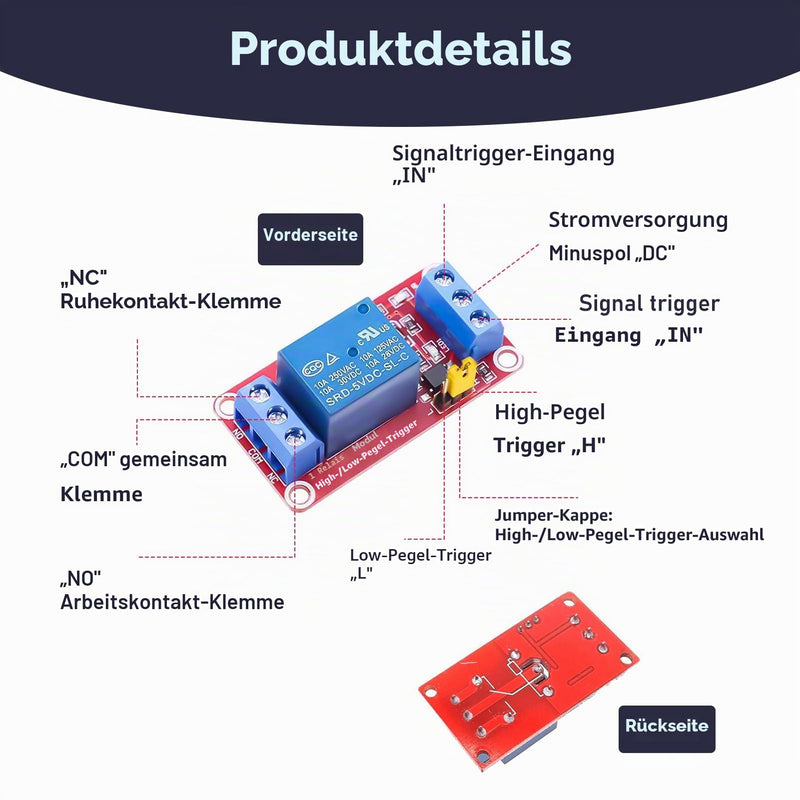 Pack of 2 5V 1 Channel Relay Module, 1 Channel Relay Module with Optocoupler, Relay Board 5V Single Channel, High/Low Level Trigger, AC 250V 10A DC 30V 10A, LED Display, Relay Switch for Arduino Raspberry Pi