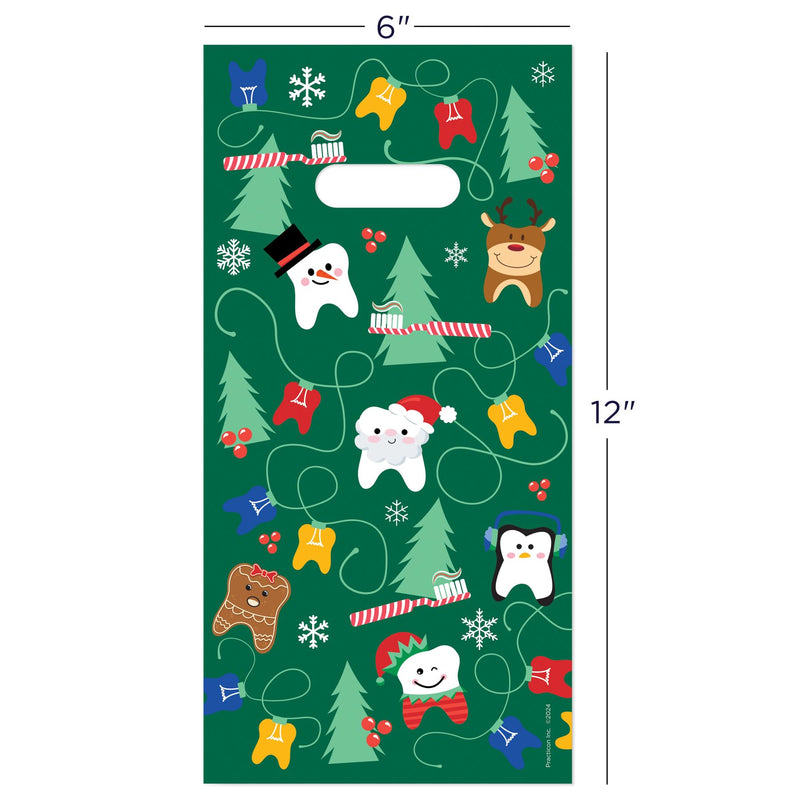 [Australia - AusPower] - Practicon Dental Christmas 6" x 12" Dental Giveaway Bags, Winter Holiday Themed Bags, Dental Hygiene Patient Care Goodie Bag, Dentist Office Plastic Gift Bags, 100 Pack 
