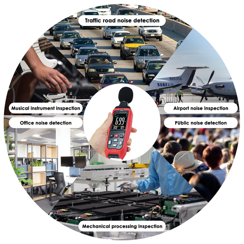 [Australia - AusPower] - Decibel Data Meter, Large LCD Sound Level Meter, A/C/Z Noise Level Meter, High Precision Sound Meter with Acoustic Visual Alarm, Fast and Slow Temperature Data Recording 